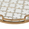 Amy Decorative Serving Tray | 16" Round Patterned Glass | Gold Metal