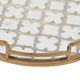 Amy Decorative Serving Tray | 16" Round Patterned Glass | Gold Metal