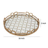 Amy Decorative Serving Tray | 16" Round Patterned Glass | Gold Metal