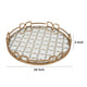 Amy Decorative Serving Tray | 16" Round Patterned Glass | Gold Metal