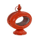 Cia Candle Holder | 12" Oval Shape | Red Iron Frame with Glass Center