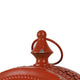 Cia Candle Holder | 12" Oval Shape | Red Iron Frame with Glass Center
