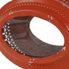 Cia Candle Holder | 12" Oval Shape | Red Iron Frame with Glass Center