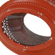 Cia Candle Holder | 12" Oval Shape | Red Iron Frame with Glass Center