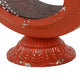 Cia Candle Holder | 12" Oval Shape | Red Iron Frame with Glass Center