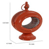 Cia Candle Holder | 12" Oval Shape | Red Iron Frame with Glass Center