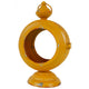 Cia Candle Holder | 13" Round Shape | Yellow Iron with Glass Center