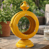 Cia Candle Holder | 13" Round Shape | Yellow Iron with Glass Center