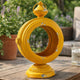 Cia Candle Holder | 13" Round Shape | Yellow Iron with Glass Center