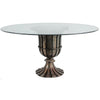 Dining Table | 60" Round Clear Glass Top | Classical Bronze Metal Base