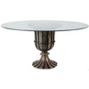 Dining Table | 60" Round Clear Glass Top | Classical Bronze Metal Base