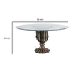 Dining Table | 60" Round Clear Glass Top | Classical Bronze Metal Base