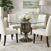 Dining Table | 60" Round Clear Glass Top | Classical Bronze Metal Base