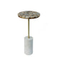 Lima Side End Table | 12" Round Brown Agate | Marble Cylinder Base