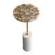 Lima Side End Table | 12" Round Brown Agate | Marble Cylinder Base