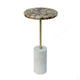 Lima Side End Table | 12" Round Brown Agate | Marble Cylinder Base