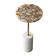 Lima Side End Table | 12" Round Brown Agate | Marble Cylinder Base