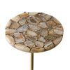 Lima Side End Table | 12" Round Brown Agate | Marble Cylinder Base