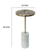 Lima Side End Table | 12" Round Brown Agate | Marble Cylinder Base