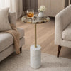 Lima Side End Table | 12" Round Brown Agate | Marble Cylinder Base