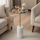 Lima Side End Table | 12" Round Brown Agate | Marble Cylinder Base
