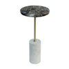 Lima Side End Table | 12" Round Black Agate | Marble Cylinder Base