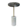 Lima Side End Table | 12" Round Black Agate | Marble Cylinder Base