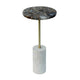 Lima Side End Table | 12" Round Black Agate | Marble Cylinder Base