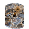 Lima Side End Table | 12" Round Black Agate | Marble Cylinder Base