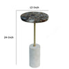 Lima Side End Table | 12" Round Black Agate | Marble Cylinder Base