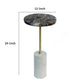 Lima Side End Table | 12" Round Black Agate | Marble Cylinder Base