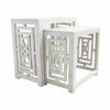 Sumo 2pc Nesting Stool Set | Rectangular Top | Lattice Cutout Sides | White