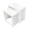 Sumo 2pc Nesting Stool Set | Rectangular Top | Lattice Cutout Sides | White