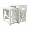 Sumo 2pc Nesting Stool Set | Rectangular Top | Lattice Cutout Sides | White
