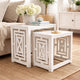 Sumo 2pc Nesting Stool Set | Rectangular Top | Lattice Cutout Sides | White