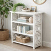 Sumo Console Table w 3 Shelves | Lattice Cutout Sides | White 36"
