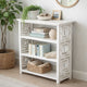 Sumo Console Table w 3 Shelves | Lattice Cutout Sides | White 36"