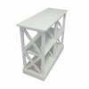 Console Table w 3-Tier Design | X Cutout Sides | White Wood 39"