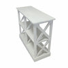 Console Table w 3-Tier Design | X Cutout Sides | White Wood 39"