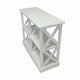 Console Table w 3-Tier Design | X Cutout Sides | White Wood 39"