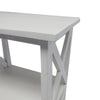 Console Table w 3-Tier Design | X Cutout Sides | White Wood 39"