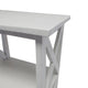 Console Table w 3-Tier Design | X Cutout Sides | White Wood 39"