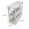 Console Table w 3-Tier Design | X Cutout Sides | White Wood 39"