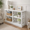 Console Table w 3-Tier Design | X Cutout Sides | White Wood 39"