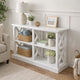 Console Table w 3-Tier Design | X Cutout Sides | White Wood 39"