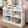 Console Table w 3-Tier Design | X Cutout Sides | White Wood 39"