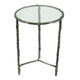 2pc End Table Set | Round Glass Top | Forged Antique Silver Metal Finish