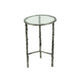 2pc End Table Set | Round Glass Top | Forged Antique Silver Metal Finish