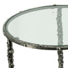 2pc End Table Set | Round Glass Top | Forged Antique Silver Metal Finish
