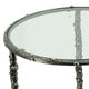 2pc End Table Set | Round Glass Top | Forged Antique Silver Metal Finish